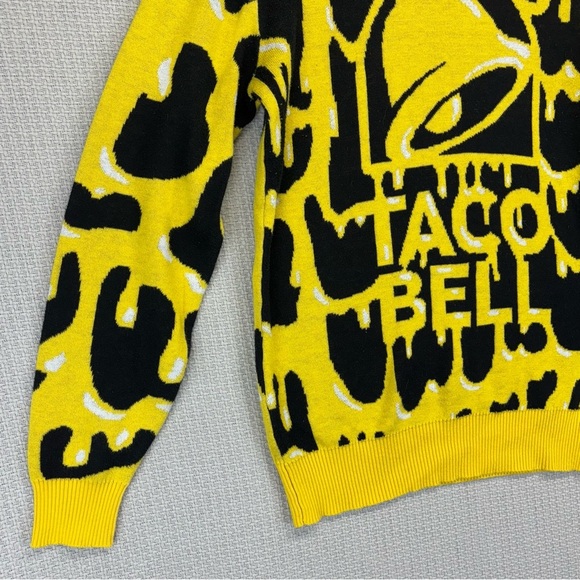 Taco Bell Drippy Nacho Holiday Ugly Christmas Sweater Small Yellow - Picture 4 of 7